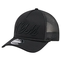 Men's New Era Black New York Mets City Initial 9FORTY A-Frame M-Crown Adjustable Trucker Hat