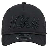 Men's New Era Black New York Mets City Initial 9FORTY A-Frame M-Crown Adjustable Trucker Hat