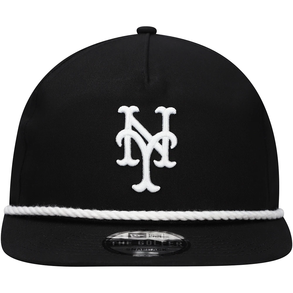 Men's New Era Black New York Mets Golfer Snapback Hat