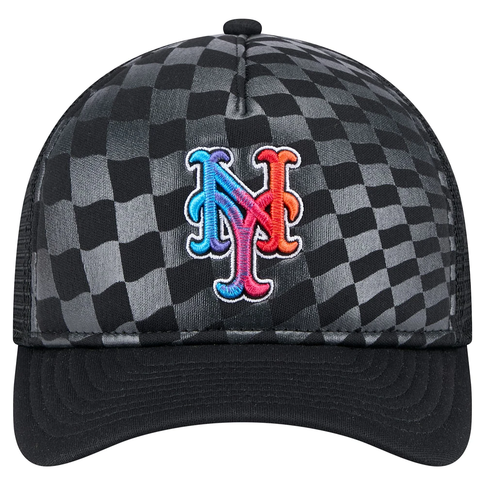Men's New Era Black New York Mets Gradient 9FORTY A-Frame M-Crown Trucker Adjustable Hat