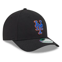 Casquette ajustable New Era noire New York Mets Player Replica 9FORTY pour homme