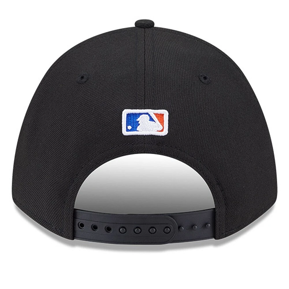 Casquette ajustable New Era noire New York Mets Player Replica 9FORTY pour homme