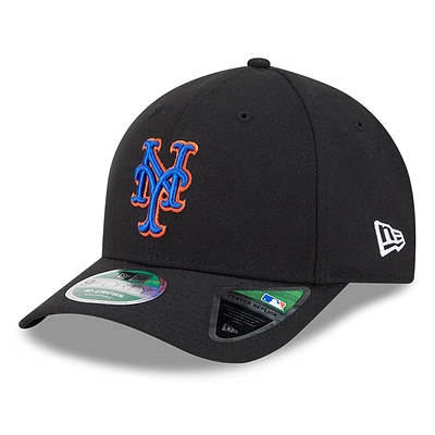Casquette ajustable New Era noire New York Mets Player Replica 9FORTY pour homme