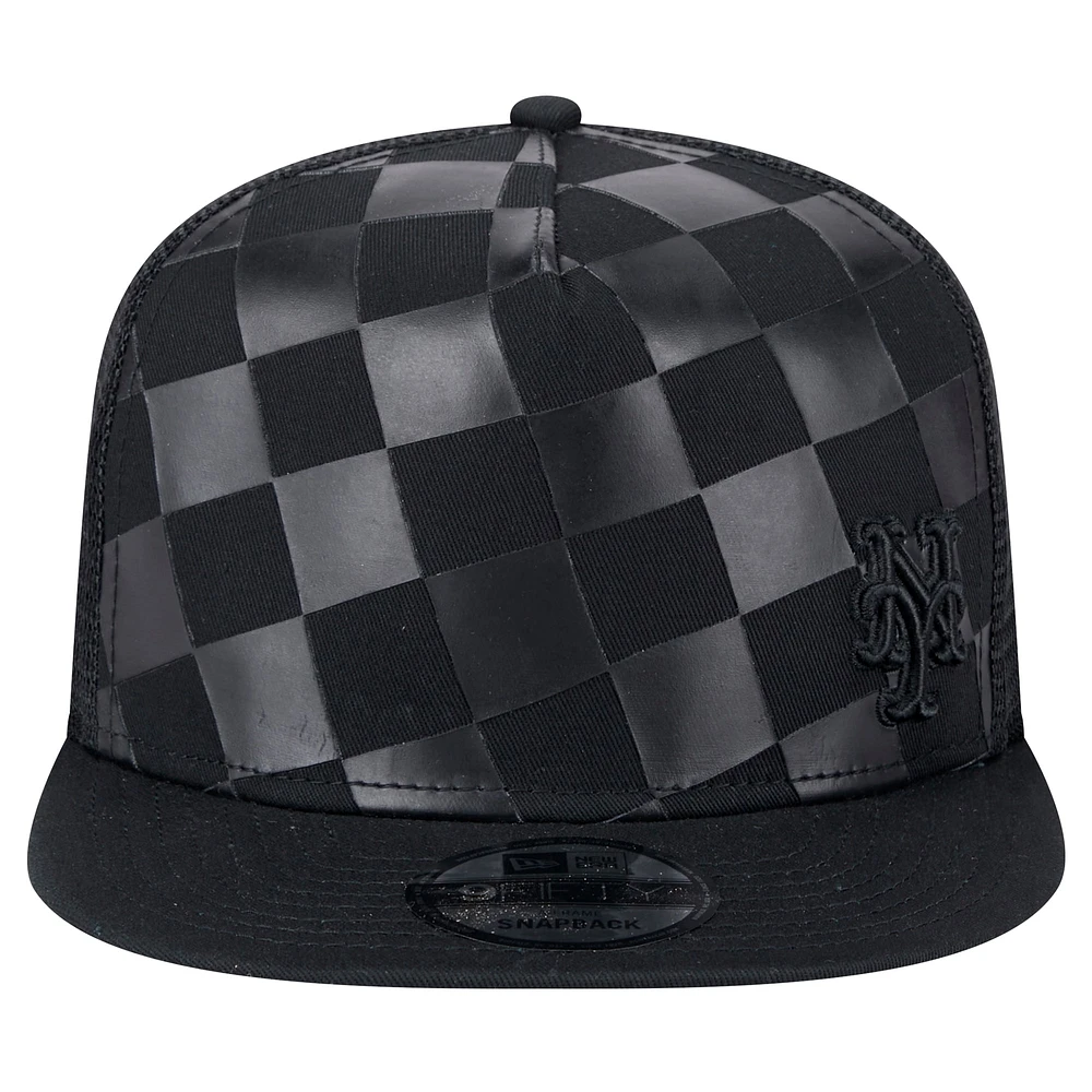 Casquette Snapback A-Frame Trucker Score Check 9FIFTY New Era noire pour homme des Mets de New York