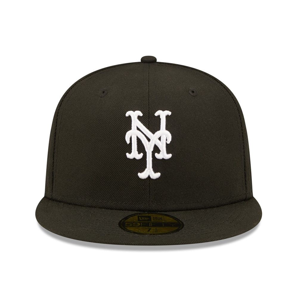 Men's New Era Black York Mets Team Logo 59FIFTY Fitted Hat