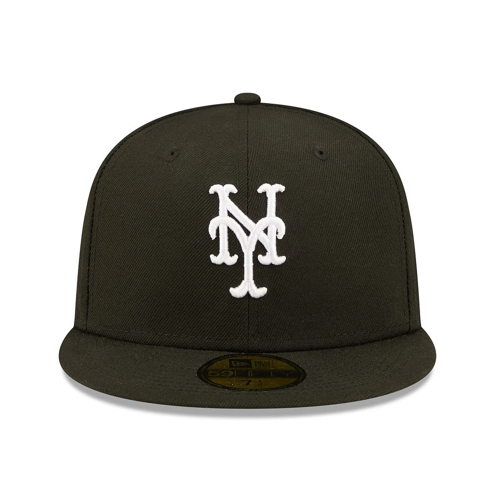 Men's New Era Black York Mets Team Logo 59FIFTY Fitted Hat