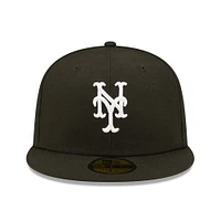 Men's New Era Black York Mets Team Logo 59FIFTY Fitted Hat