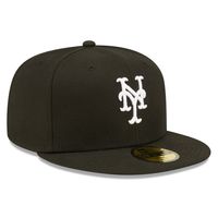 Men's New Era Black York Mets Team Logo 59FIFTY Fitted Hat