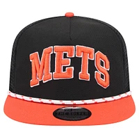 Men's New Era Black New York Mets Throwback Meshback Golfer Hat