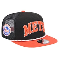 Casquette de golfeur noire en mesh New Era New York Mets Throwback pour hommes