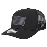 Casquette extensible New Era noire New York Mets 9SEVENTY pour homme avec drapeau ton sur ton