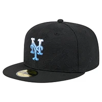Men's New Era Black York Mets Tonal Koi 59FIFTY Fitted Hat