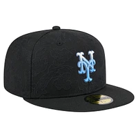 Men's New Era Black York Mets Tonal Koi 59FIFTY Fitted Hat