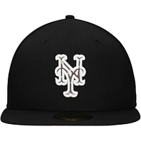 Men's New Era Black York Mets Troop Chant Camo Undervisor 59FIFTY Fitted Hat