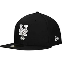 Men's New Era Black York Mets Troop Chant Camo Undervisor 59FIFTY Fitted Hat