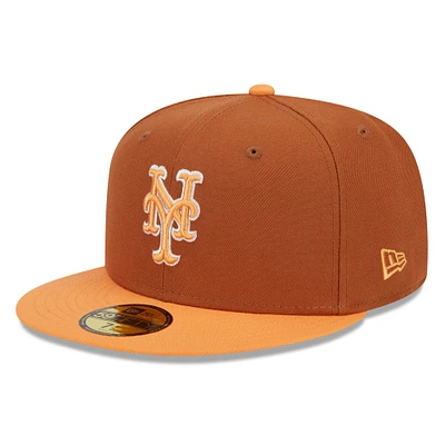 Men's New Era Brown/Orange York Mets Spring Color Basic Two-Tone 59FIFTY Fitted Hat