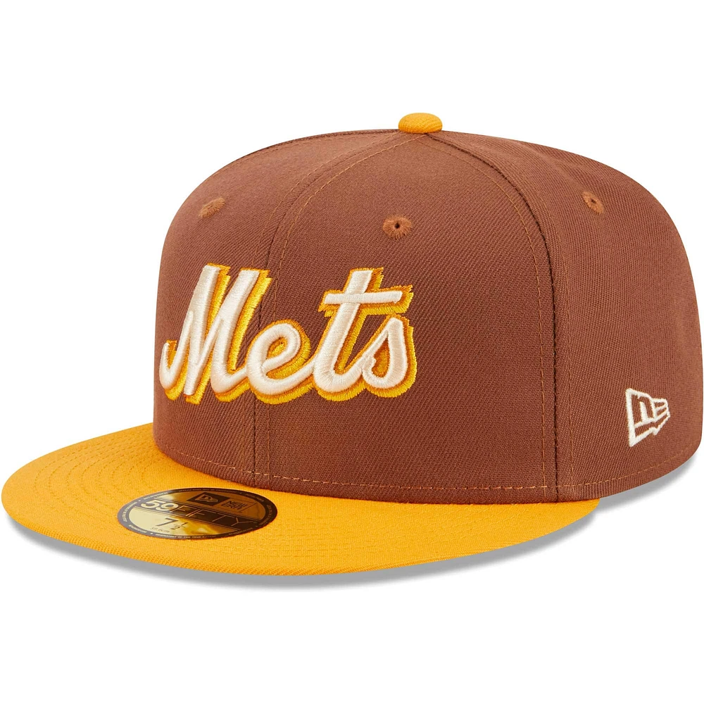 Casquette ajustée 59FIFTY New York Mets Tiramisu Era pour homme marron