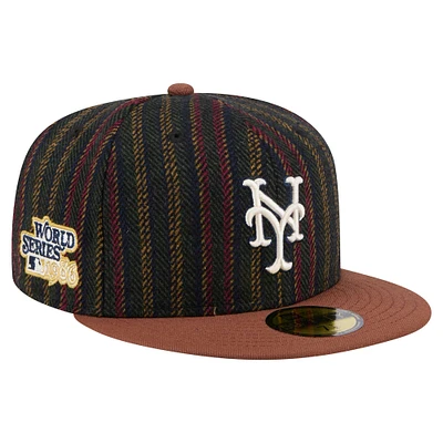 Men's New Era  Brown York Mets Vintage Herringbone 59FIFTY Fitted Hat