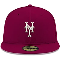 Men's New Era Cardinal York Mets White Logo 59FIFTY Fitted Hat