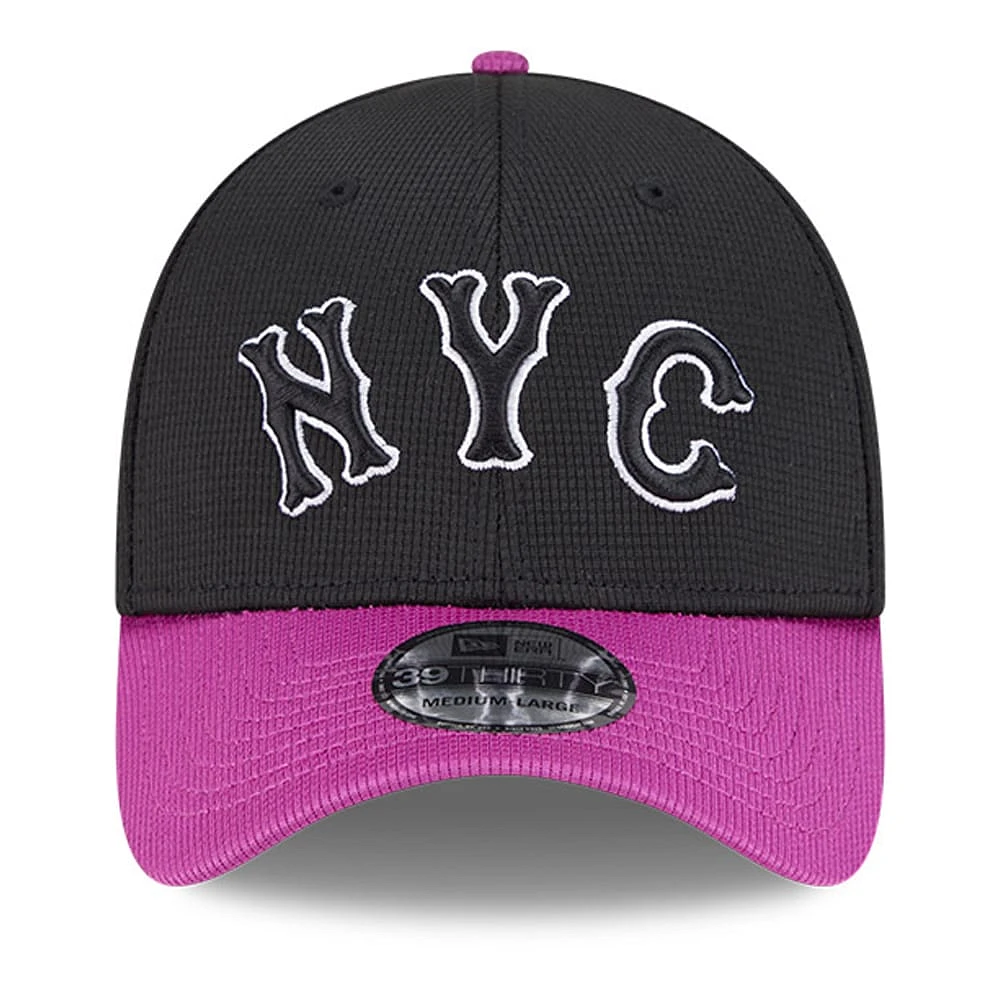 Men's New Era Charcoal/Purple York Mets City Connect Batting Practice 39THIRTY Flex Hat