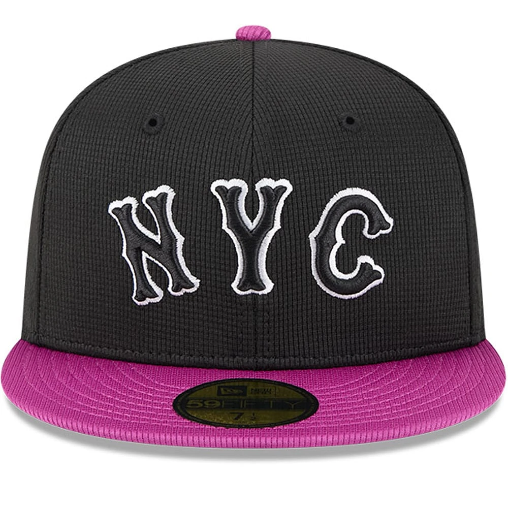 Men's New Era Charcoal/Purple York Mets City Connect Batting Practice 59FIFTY Fitted Hat