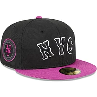 Men's New Era Charcoal/Purple York Mets City Connect Batting Practice 59FIFTY Fitted Hat