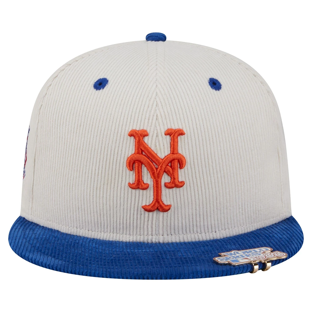 Men's New Era Cream/Royal York Mets Two-Tone Corduroy 59FIFTY Fitted Hat