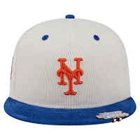 Men's New Era Cream/Royal York Mets Two-Tone Corduroy 59FIFTY Fitted Hat