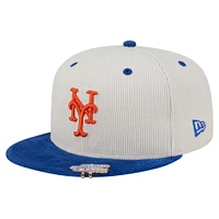 Men's New Era Cream/Royal York Mets Two-Tone Corduroy 59FIFTY Fitted Hat