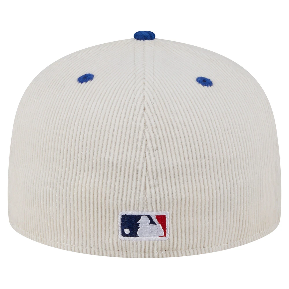 Men's New Era Cream/Royal York Mets Two-Tone Corduroy 59FIFTY Fitted Hat