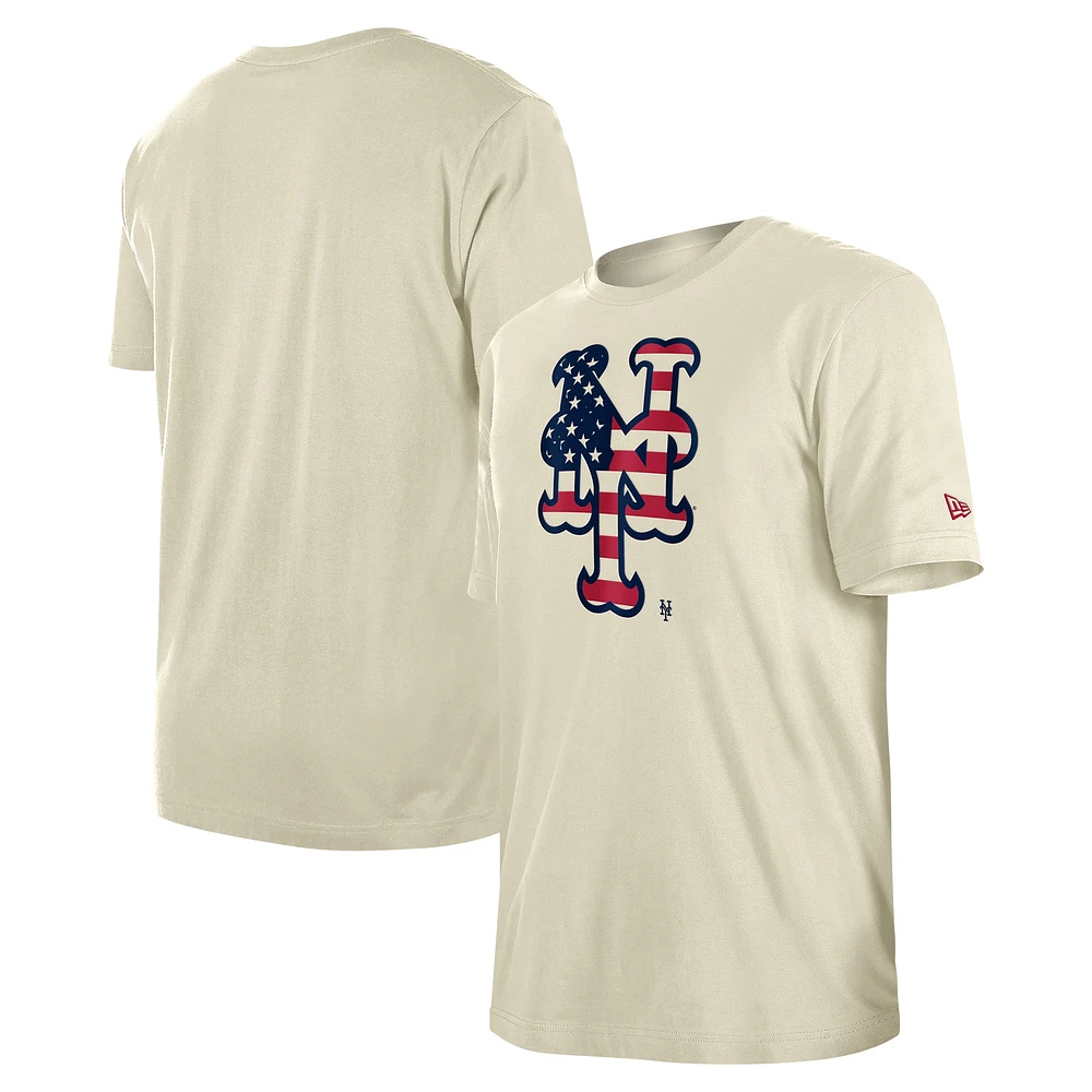 Men's New Era Cream York Mets Americana Flag Fill T-Shirt