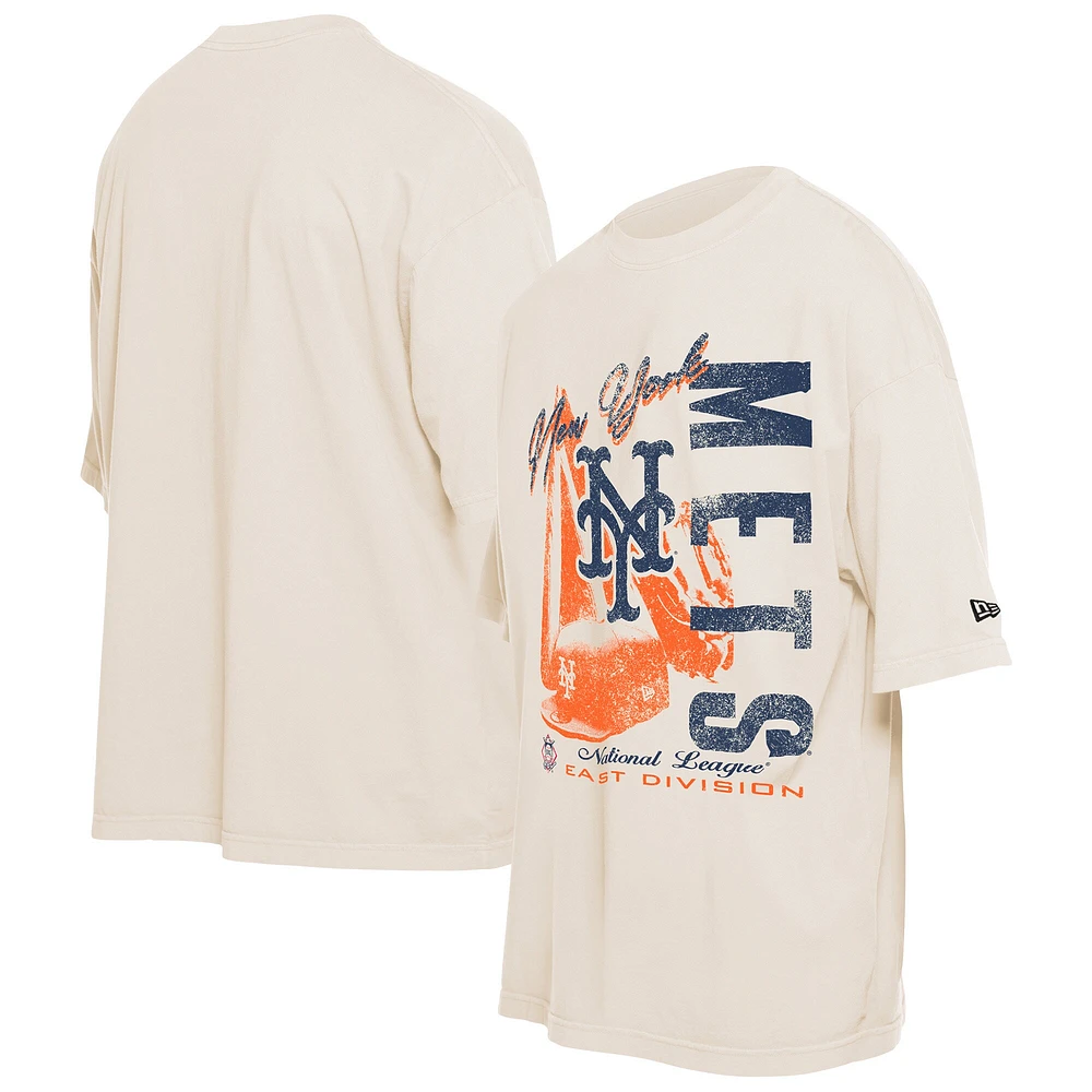 T-shirt surdimensionné à imprimé vieilli New York Mets Cooperstown collection pour homme de la Era Cream