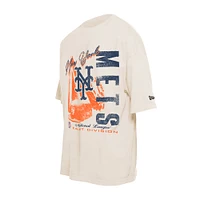 T-shirt surdimensionné à imprimé vieilli New York Mets Cooperstown collection pour homme de la Era Cream