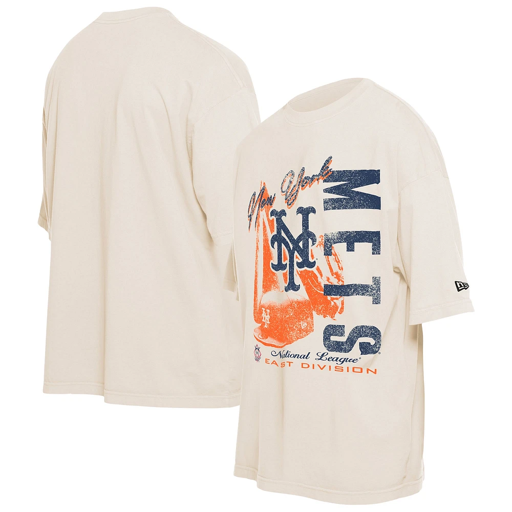 T-shirt surdimensionné à imprimé vieilli New York Mets Cooperstown collection pour homme de la Era Cream