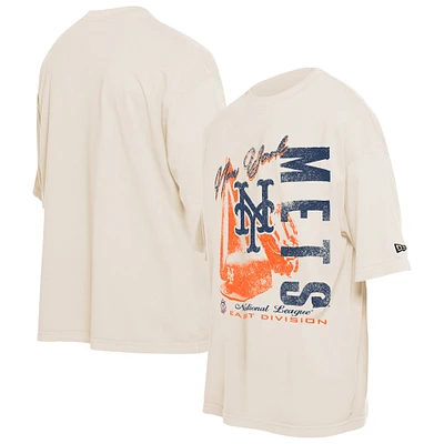 T-shirt surdimensionné à imprimé vieilli New York Mets Cooperstown collection pour homme de la Era Cream