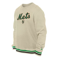 Sweat-shirt à capuche en sergé crème New Era pour homme avec logo de la Saint-Patrick des Mets York