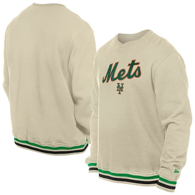 Sweat-shirt à capuche en sergé crème New Era pour homme avec logo de la Saint-Patrick des Mets York