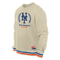 Men's New Era Cream York Mets Throwback Pullover Sweatshirt