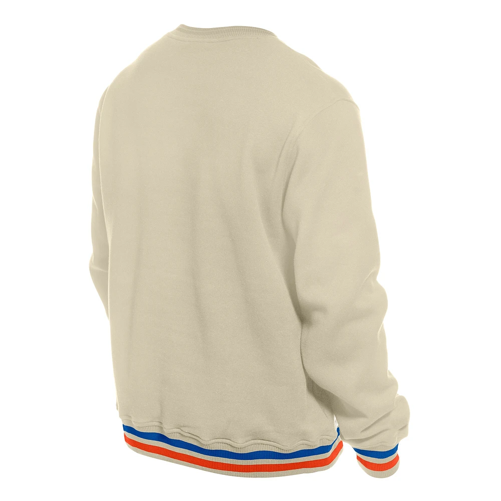 Men's New Era Cream York Mets Throwback Pullover Sweatshirt