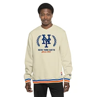 Men's New Era Cream York Mets Throwback Pullover Sweatshirt
