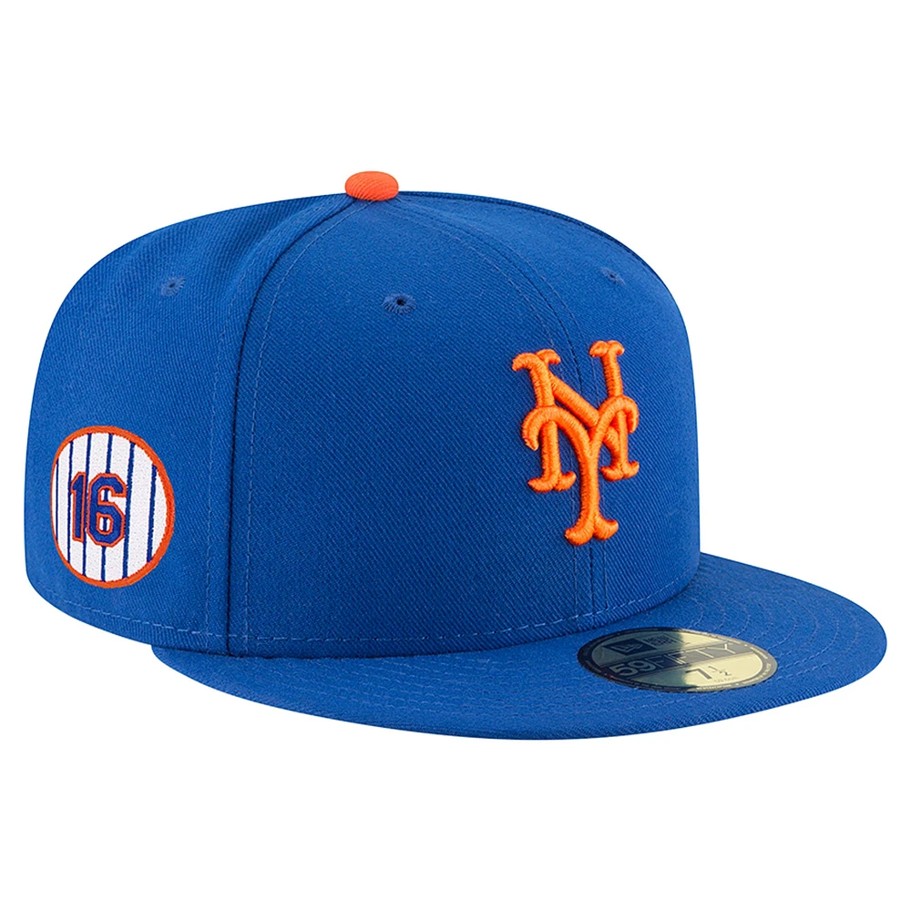 Men's New Era Dwight Gooden Royal York Mets Jersey Retirement 59FIFTY Fitted Hat