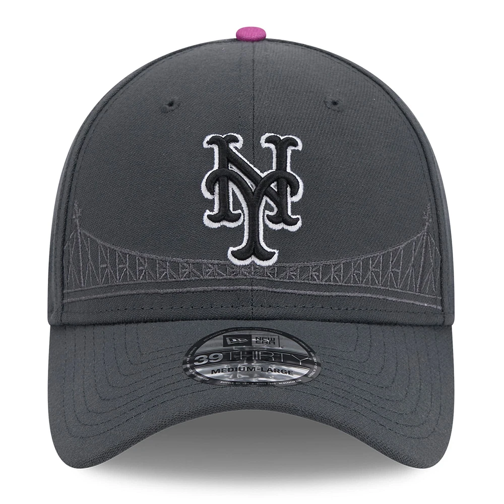 Casquette flexible New Era Graphite York Mets 2024 City Connect 39THIRTY pour hommes