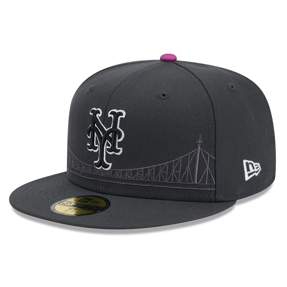 Casquette ajustée New Era Graphite York Mets 2024 City Connect 59FIFTY pour homme