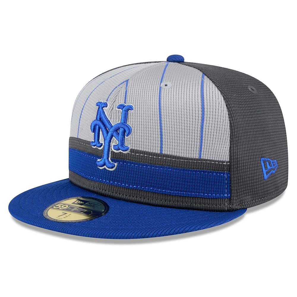 Men's New Era Gray/Royal York Mets 2025 Batting Practice 59FIFTY Fitted Hat