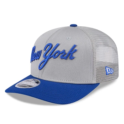 Casquette de camionneur extensible à boutons-pression New Era 9SEVENTY pour homme, gris/bleu royal, New York Mets 2025