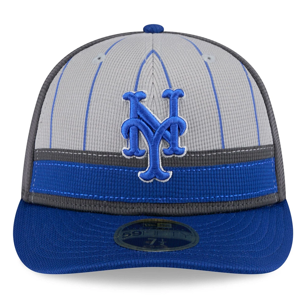 Men's New Era  Gray/Royal York Mets 2025 Batting Practice Low Profile 59FIFTY Fitted Hat