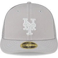 Casquette ajustée 59FIFTY pour entraînement au bâton sur le terrain des Mets de New York 2023 Era, grise, à profil bas