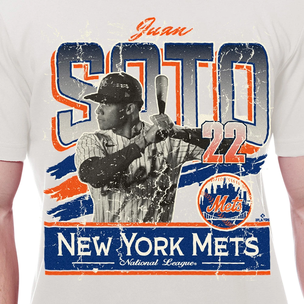 T-shirt New Era Juan Soto pour homme, crème, York Mets Batter Up