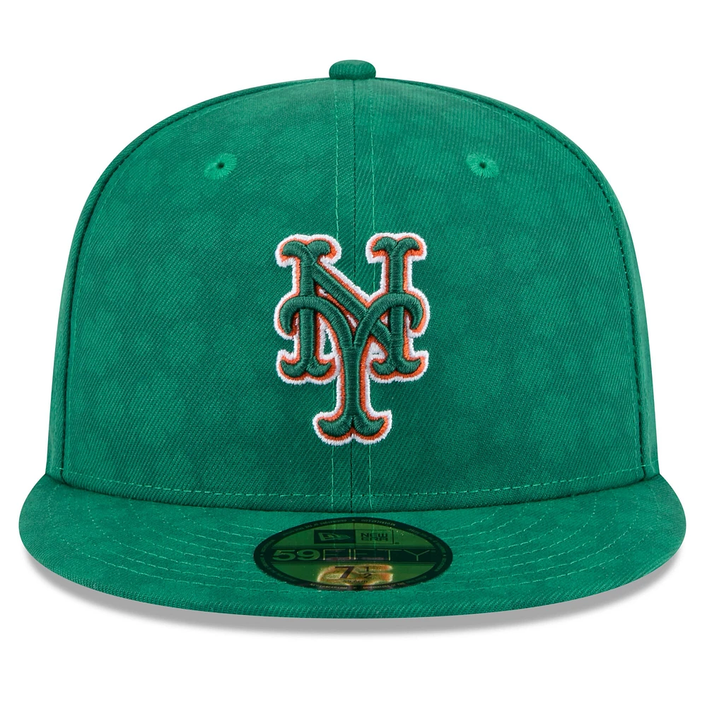 Casquette ajustée 59FIFTY New Era Kelly Green pour homme des Mets de York la Saint-Patrick