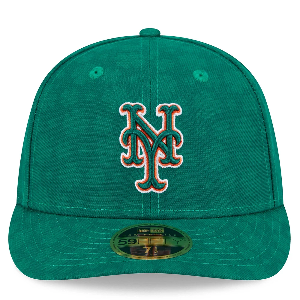 Casquette ajustée 59FIFTY à profil bas New Era pour homme, motif York Mets, vert Kelly, Saint-Patrick
